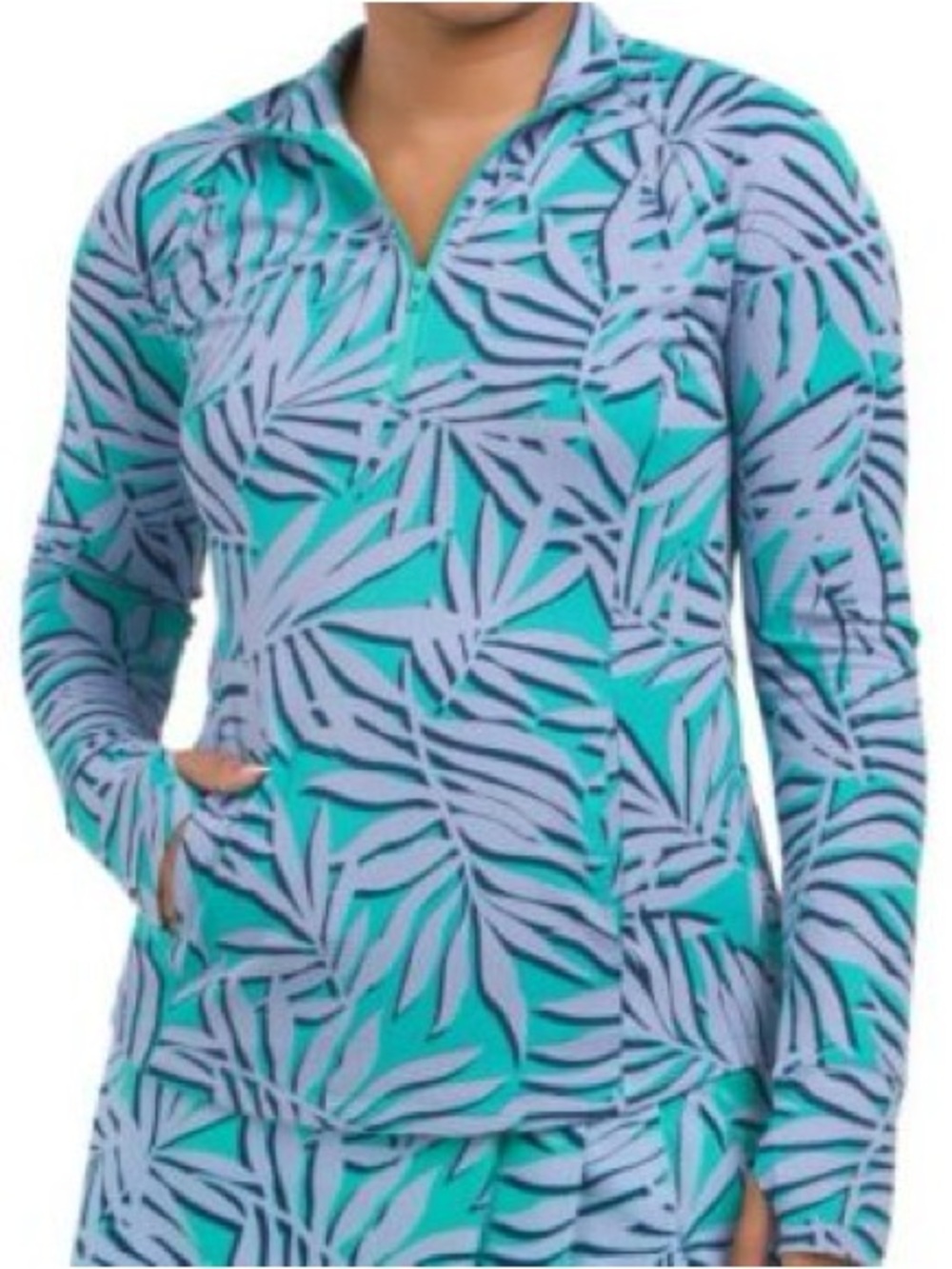 Tommy Bahama Active Teal Zip-Front Pullover